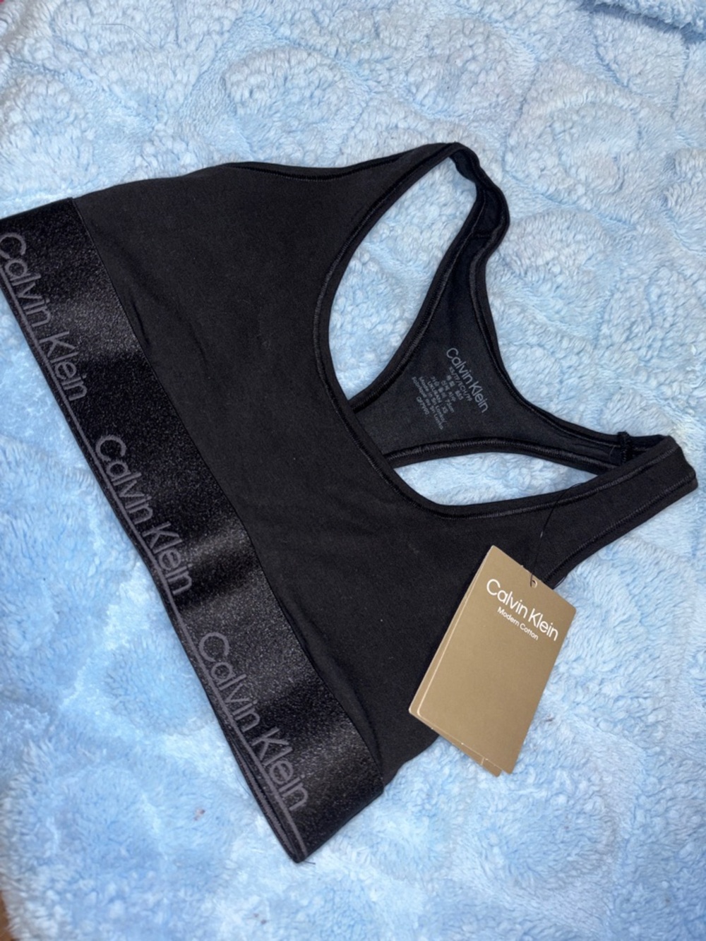 Calvin Klein Black Logo Racerback Sports Bralette